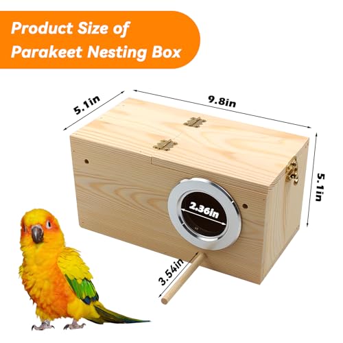 Wooden Bird Nesting Box with Transparent Visual Window (【Large:9.8x5.1x5.1 Inches】)