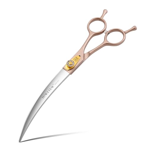 45° Extra Curved Dog Grooming Scissors 440C Stainless Steel 7.5'' Big Arc Curved Shears Rose Gold Sharp and Durable Trimming Scissors for Dogs and Cats (Curved 45° / 7.5")