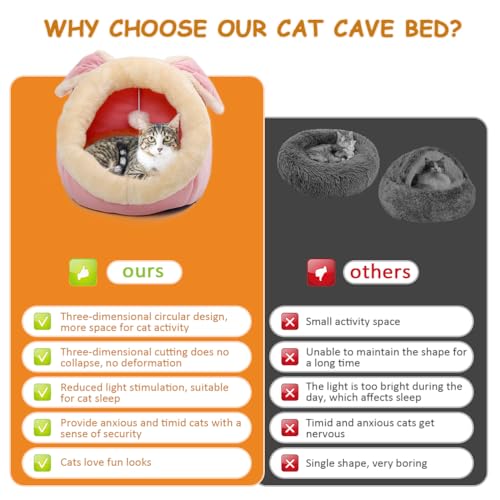 Cat Beds for Indoor Cats (Rabbite Pink / L)