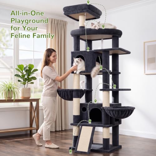 81in Cat Tree for Large Cats (XXL / Dark Grey)