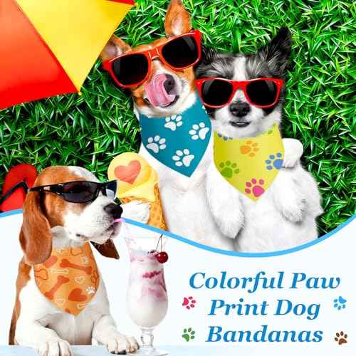 100 Pcs Paw Print Dog Bandanas Bulk (Paw Print / 19.7 x 13.8 x 13.8 Inch)