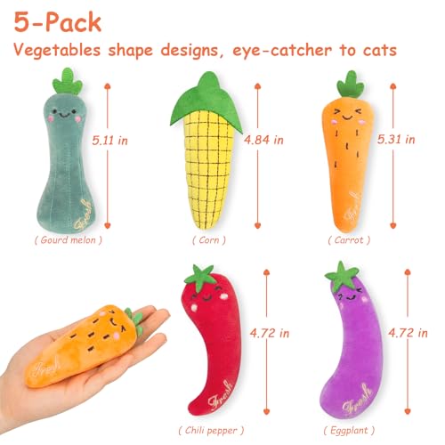 Catnip Cat Toys 5 Pack Vegetable Plush for Indoor Cats (Vegetables Catnip toys 5 Pack)