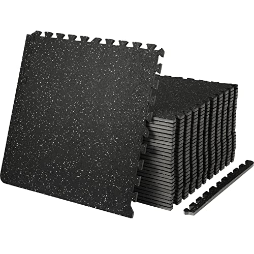 0.56Inch 100sq.ft Exercise Equipment Mats (Black & Grey / 25"L x 25"W x 0.56"Th)