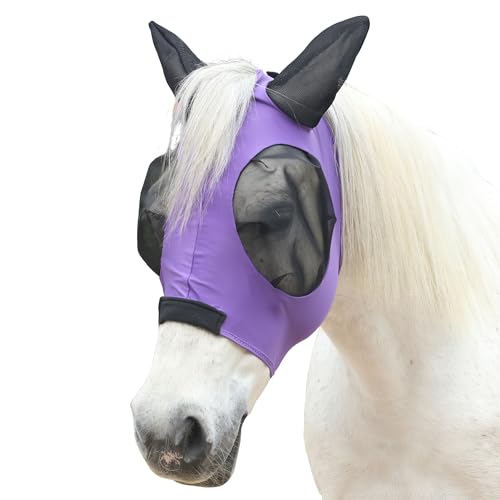 Stretchy Horse Fly Mask with Ears (Violet / Pony)