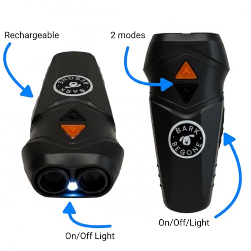 Ultrasonic Dog Bark Deterrent & Behavior Corrector (Black Rechargeable (1 Pack))