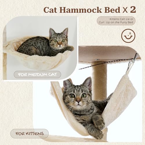 Floor to Ceiling Cat Tree (93''-102'' / Large Beige)