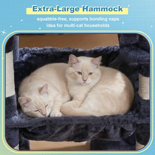 Cat Tree Tower with 3 Condos (74.8 inches / Smoky Gray)