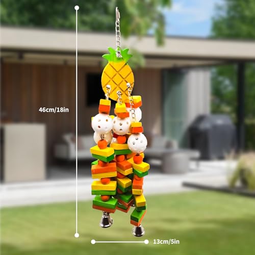 Parrot Toys 18 inches Bird Shredding Toys for Medium Large Parrots (Pineapple)