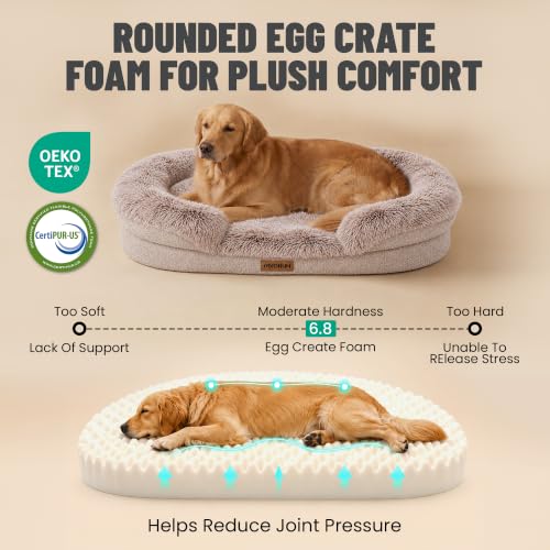 Fluffy Orthopedic Dog Beds Large Sized Dog (Beige / L(43", UP to 90lbs))