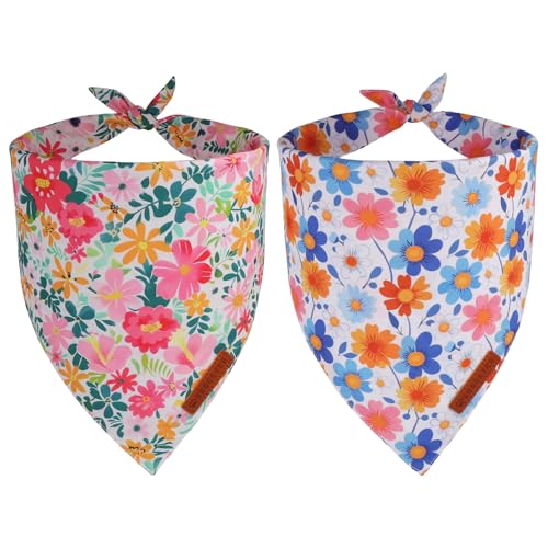 Flower Dog Bandanas Girl Boy (Large / Floral)