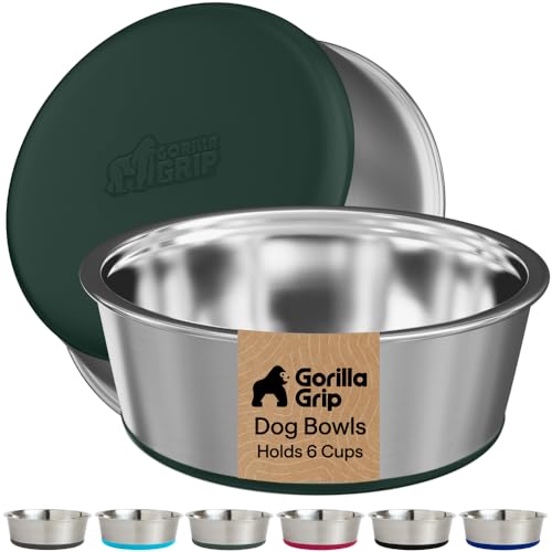 Dog Bowls Food Grade Stainless Steel (Hunter Green / 6 Cup (Set of 2))