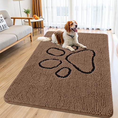 Dog Door Mat for Muddy Paws (59"X35" / Coffee and Black)