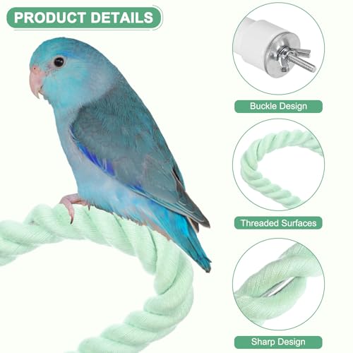 2 Pack Rope Perches for Bird Cages (Cyan / 23.6 in)