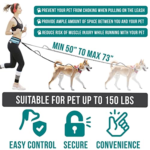 Hands Free Dog Leash Waist Belt Bag Fanny Pack (Turquoise / 1 Leash)