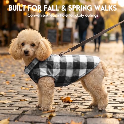 Dog Sweater Plaid Fleece Vest Puppy Shirt for Small Medium Dogs (Large / Plaid-Black)
