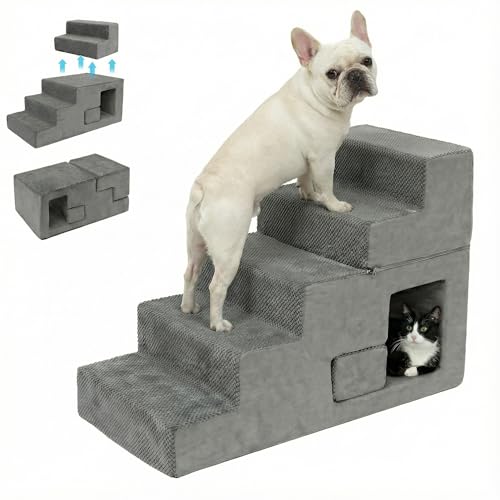5 Step Dog Stairs for High Bed