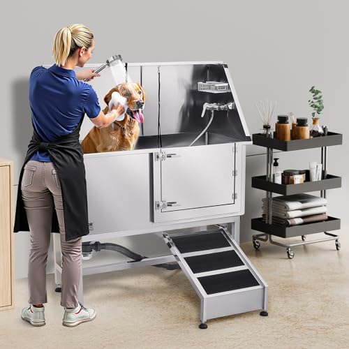 Stainless Steel Dog Washing Station (Right RAMP / 50 inch)