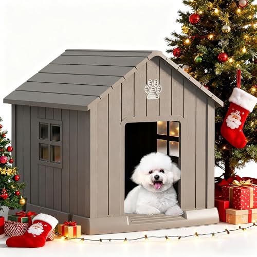 Dog House Outdoor Indoor (Grey / 31" L × 33.3" W × 33.5" H)