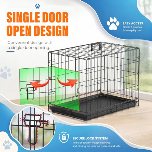 Dog Crate for Small Dogs 24 Inch Folding Kennel Metal Pet Cage Black (Black / 24.0"L x 16.0"W x 18.0"H)