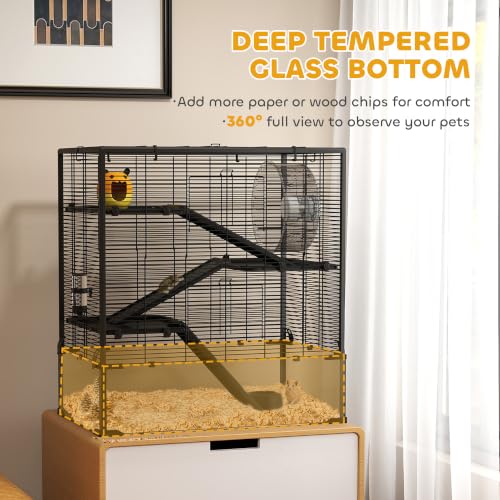 Large Hamster Cage with 9" Deep Tempered Glass Bottom (30.9"L x 19.1"W x 31.5"H)