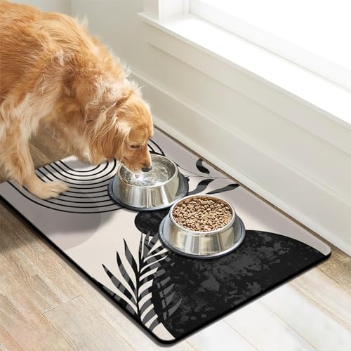 Dog Food Mats for Floors (Boho White / L(17"×30"))