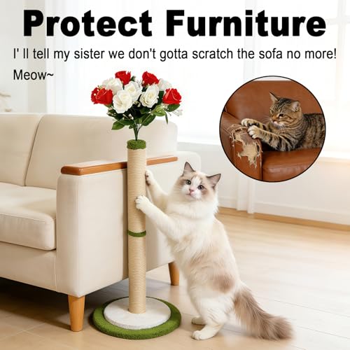 Rose Flower Cat Scratching Post (Small / Red)