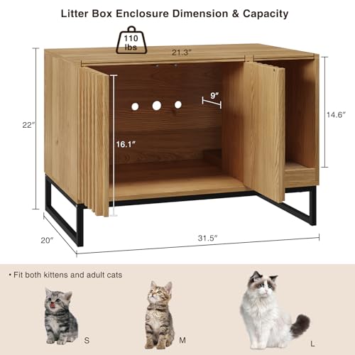 Litter Box Enclosure (Natural / 31.5"L x 20"W x 22"H)