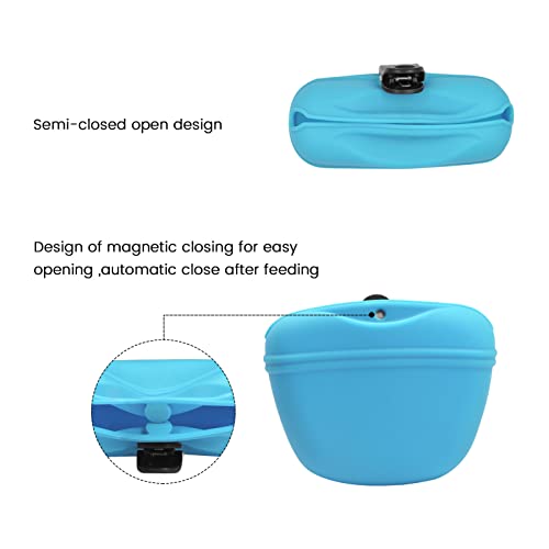 Silicone Dog Treat Pouch with Clicker Magnetic Closure Secure Clip (2 Pack / Sky blue+Yellow)