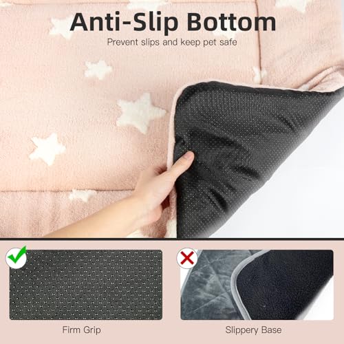 Cat Beds for Indoor Cats Washable Cat Mat Bed Flat Dog Crate Pad (22''L x 13''W x 1.5''Th / Pink)