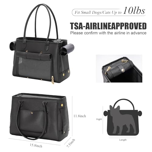 Fashion Pet Carrier Purse for Small Cat and Dog (Black / 15.8"L x 7.5"W x 11.8"H)