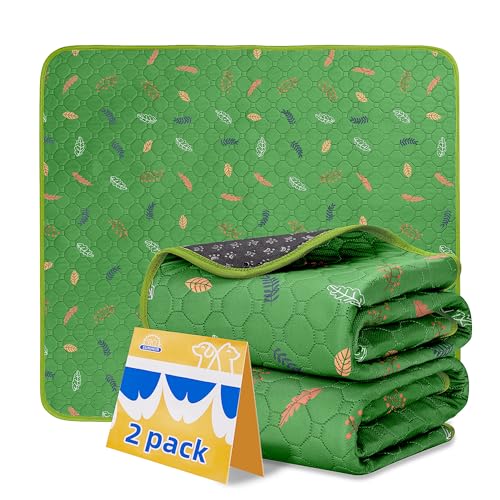 Washable Pee Pads for Dogs 2 (Leaves - Green / 18x24 Inch (Pack of 2))