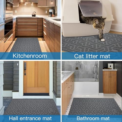 Waterproof Cat Litter Mat Large 35" x 24" Soft on Kitty Paws (A-Gray)
