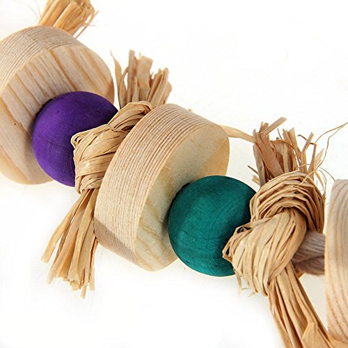 Parrot Pet Bird Chew Bird Toys Parakeet Toys Wooden Straw with Bell Cage Swing Toys Bird Cage Hanging Accessory (Wooden Straw)