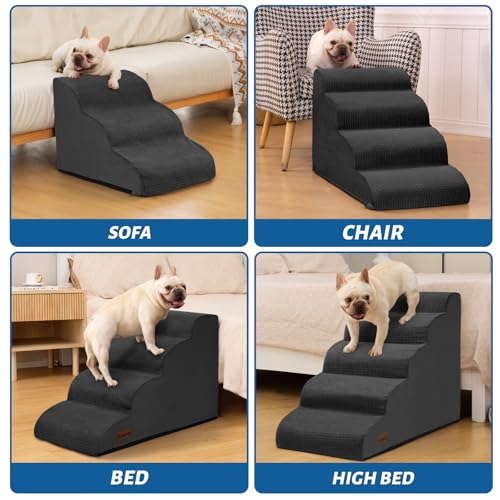Dog Stairs for High Bed (Black / Standard 5-Step 22.2"H)