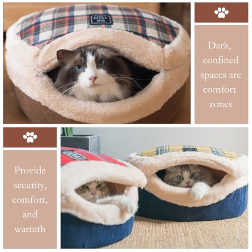 Cat Bed Cave Enclosed Hideaway with Detachable Lid for Kitten (Brown)