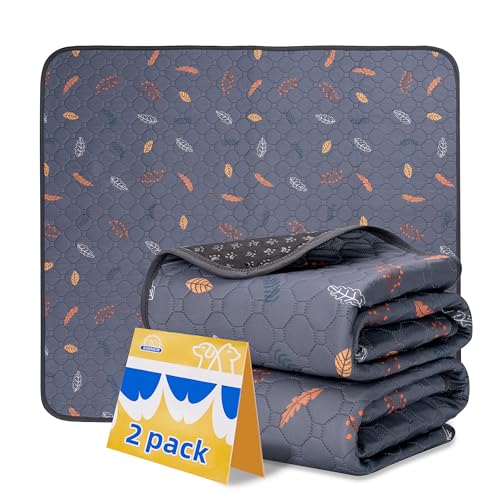 Washable Pee Pads for Dogs (Leaves - Deep Grey / 18x24 Inch (Pack of 2))