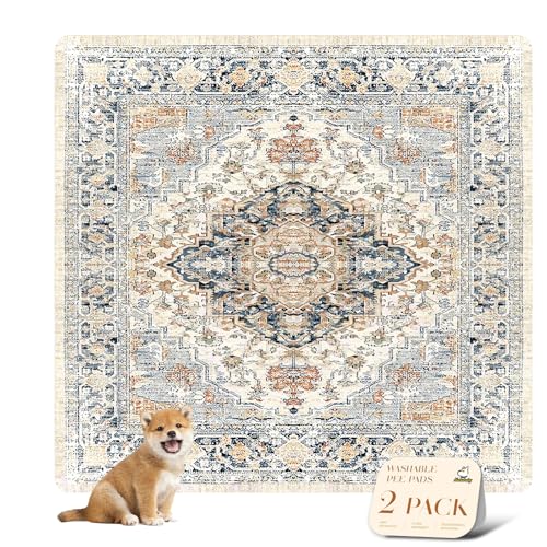 2PACK Washable Pee Pads for Dogs (72x72 Inch (Pack of 2) / Beige/Multi)