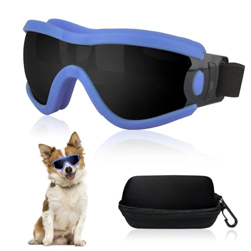 Dog Goggles Small Breed Dog Sunglasses Doggy UV Protection Glasses (Blue Frame Black Lens)