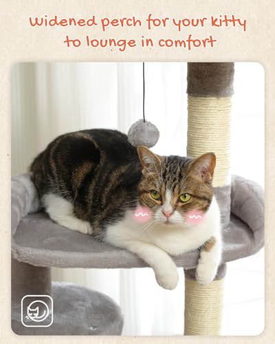 Multi Level Cat Tree Tower for Indoor Cats (Gray / 51.2 inches)