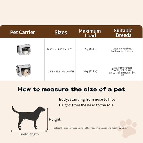Extra Large Cat Carrier for 2 Cats Collapsible Soft Pet XL Crate for Large (24.0"L x 16.5"W x 16.5"H / Beige)