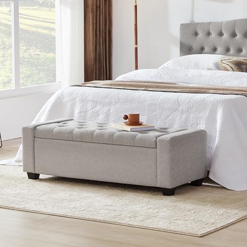 48" Ottoman with Storage (Lightgray / 19.7"D x 48"W x 16.9"H)