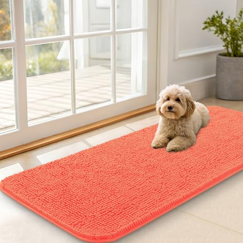 Dog Door Mat for Muddy Paws 47x20 (Coral / 47" X 20")