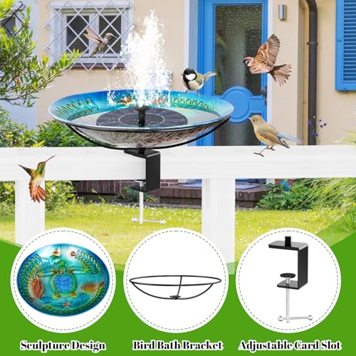 Deck Mounted Bird Bath for Outside (Ocean Blue Turtle)