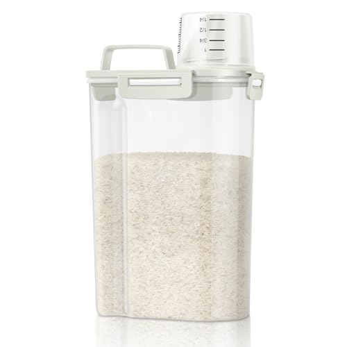 Rice Storage Container 3 to 5 Lbs (3Qt-Beige)