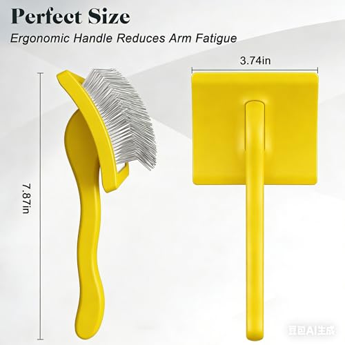 2PCS Slicker Brush for Dogs & Pet Comb (Yellow / Large)