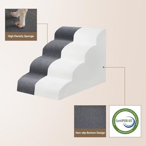 4 Step Pet Stairs for High Beds & Sofas (Grey / 4-step 19.6"H)
