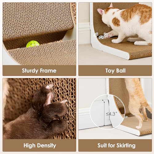 Cardboard Cat Scratcher for Indoor Cats (White / 16.6x11.2x26.8)