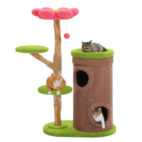 Flower Wood Cat Tree (Brown / 53.5" Forest Cat Tree)