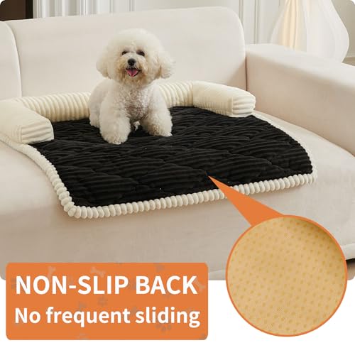 Dog Couch Bed for Small Dogs (Black / Small(27.56"L X 25.59"W X 5.5"Th))