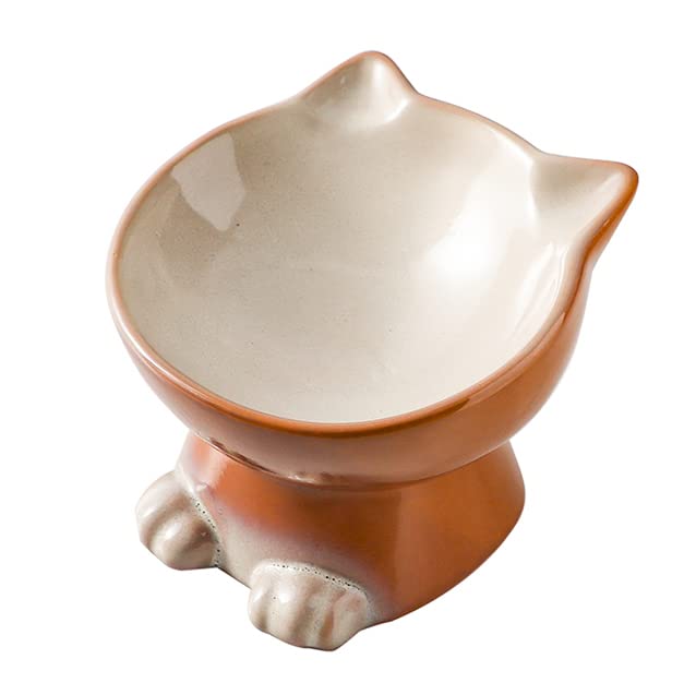 Elevated Cat Bowls (6.8 OZ / Brown)